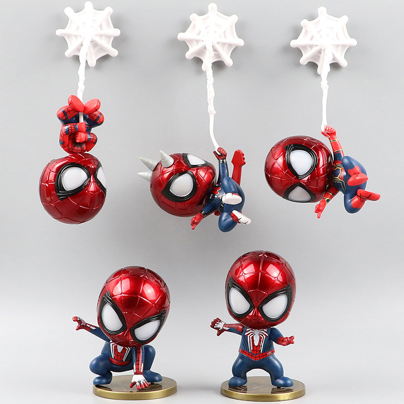 5 Spider-Man Q Version Shaking Head the Amazing Spider-Man Figure Cake Car Decoration Doll Machine Doll Model Ornaments
