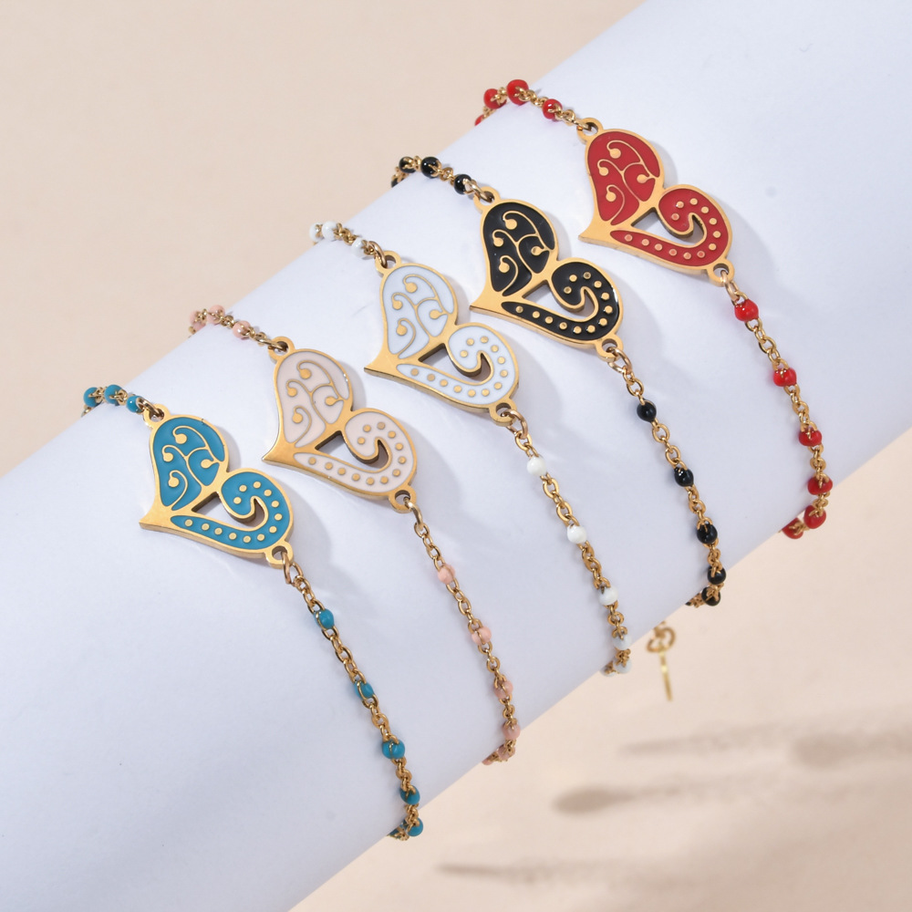 Shopping Occasion Stainless Steel Material Bohemian Heart Shape Stainless Steel Plating Bracelets