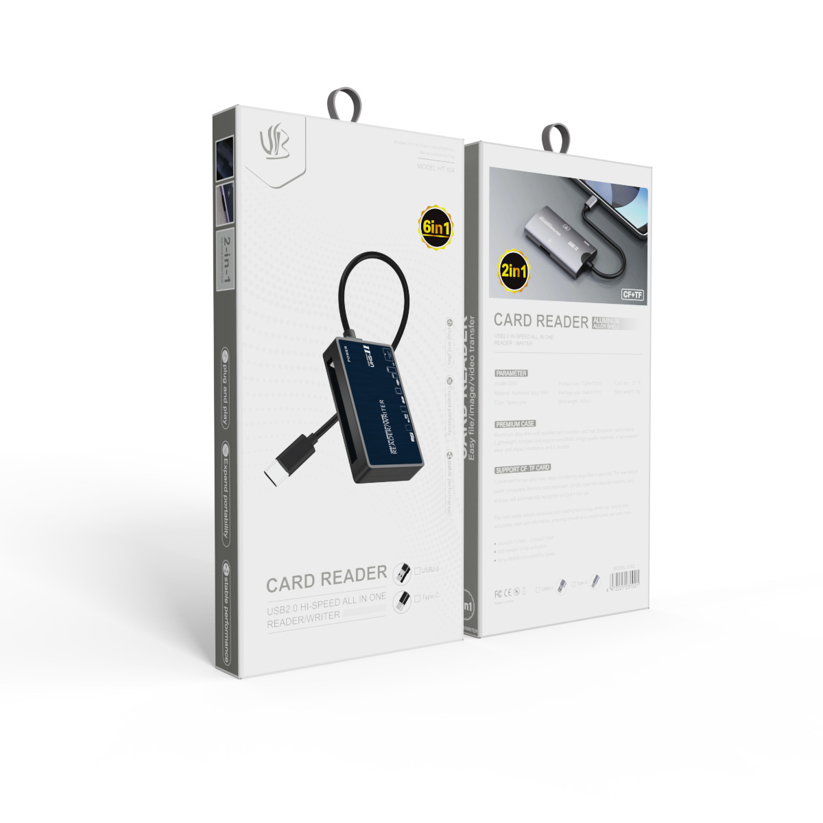Ventas de la fábrica modelo privado lector de tarjetas USB2.0 HDHC teléfono móvil tarjeta de memoria de alta velocidad caja de contraseña seis en uno lector de tarjetas CF