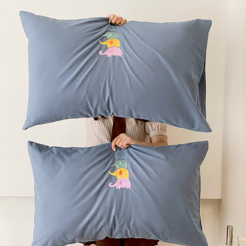 Single Pillowcase  Autumn/Winter Category A Pure Cotton Velvety Single Pillowcase Embroidered Towel Embroidery Craft Single Pillowcase