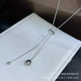 水滴海水大溪地时尚高级感满满毛衣链通体S925纯银 链长60cm+5cm