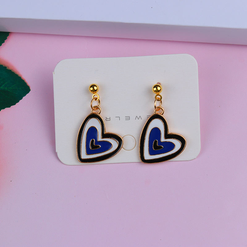 Women'S Gender 1 Pair Sweet Color Block Heart Shape Alloy Women's Earrings