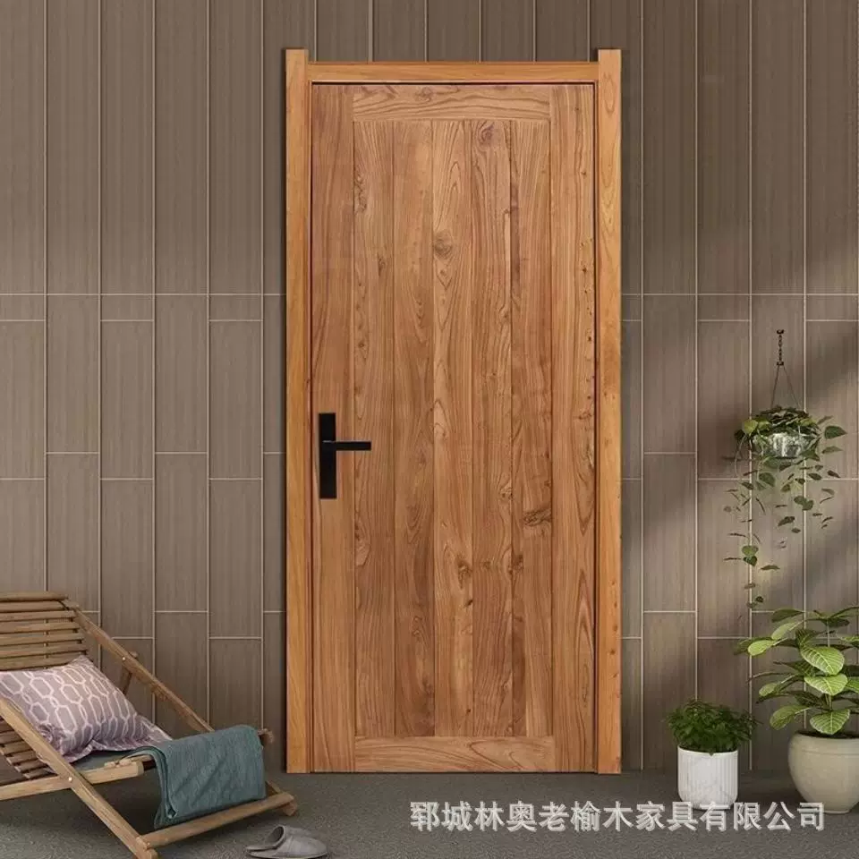 中式实木单门原木门榆木老式门酒店别墅室内入户门农家小院仿古门