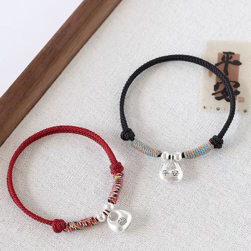 Ping An Xiao Pang Fu Bag Dragon Year Red Rope Bracelet Bracelet Couple's Gift for Boys and Girls Solid All-match Simple Adjustable Ping An Xiao Pang Fu Bag Dragon Year Red Rope Bracelet Bracelet Couple's Gift for Boys and Girls Solid All-match Simple Adjustable