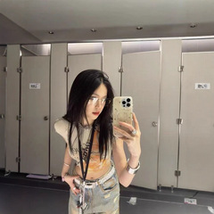 美式花卉字母印花蕾丝花边修身短袖女t恤夏辣妹正肩显瘦短款上衣