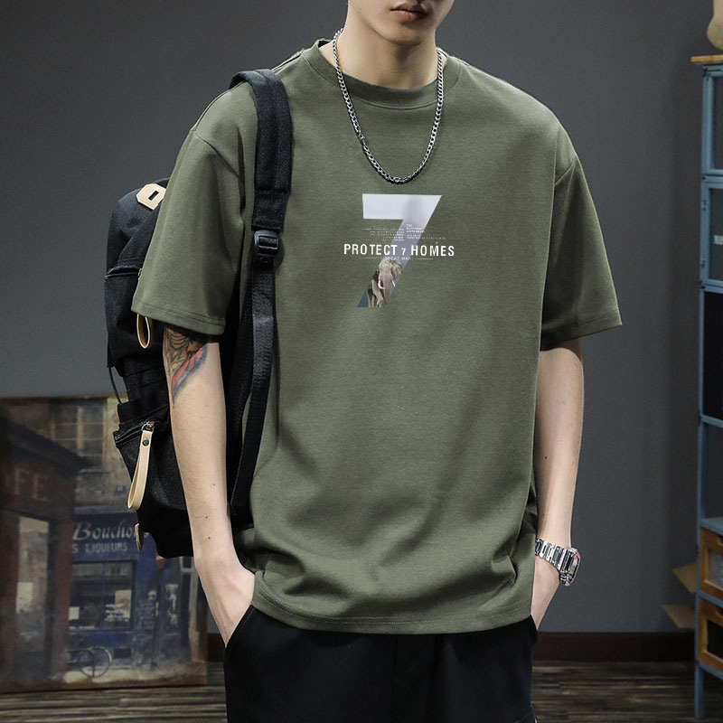 Summer Pure Cotton Short-Sleeved T-Shirt for Men, Round Neck, Loose Fit, Everyday Versatile Casual Breathable Half-Sleeved Top for Boys