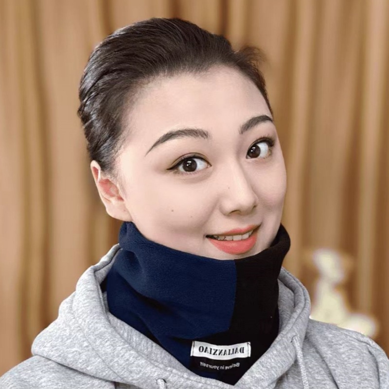 冬季双层加厚保暖奥利绒脖套户外骑行时尚男女拼色套头防寒围脖|undefined
