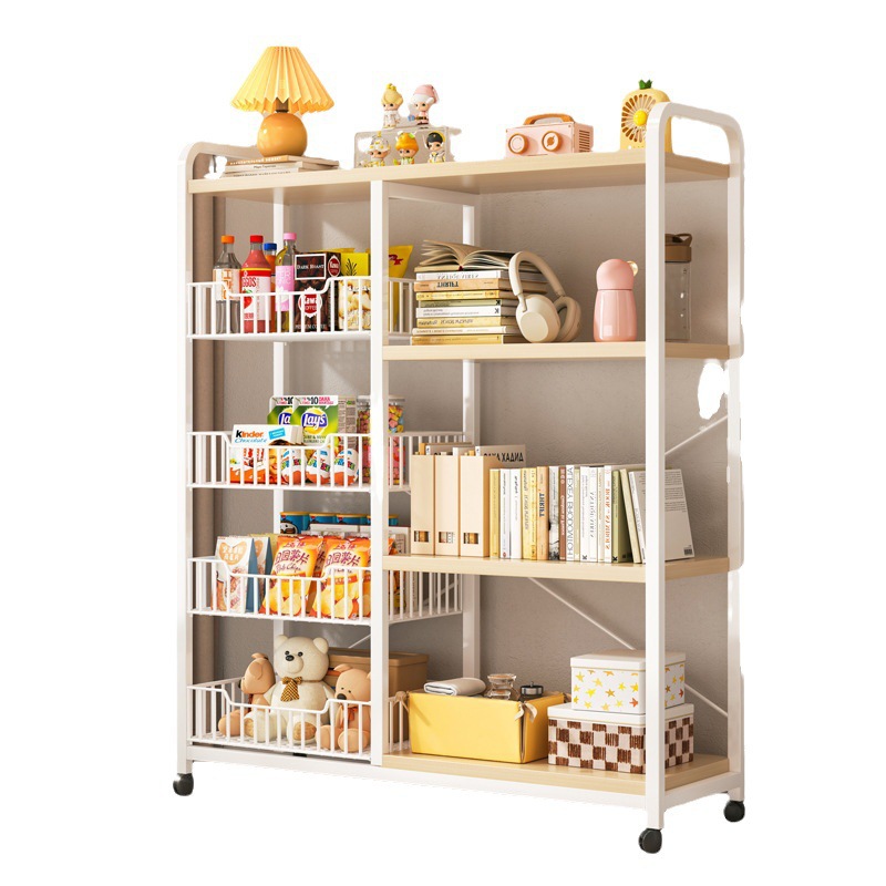 Estantería estante piso juguete imagen libro snack estante de almacenamiento móvil de hierro multifuncional niños estantería en casa