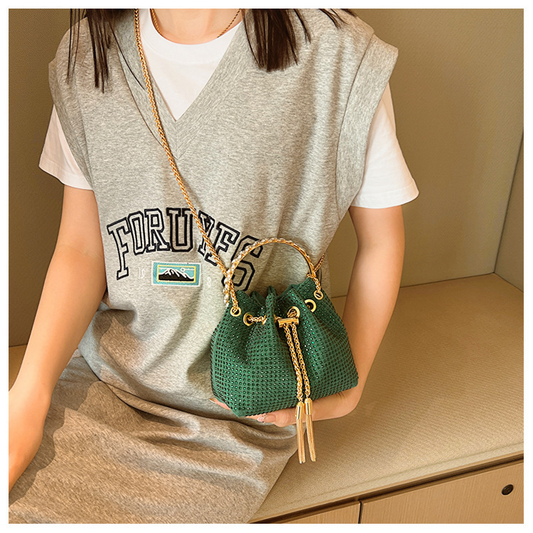 270g Weight Polyester Lining Material Sewing Thread Fashion Element String Closure Type Single Shoulder Strap Strap Type Evening Bag Bags Type Party, Shopping Occasion Pu Leather Material Solid Color Pattern All Seasons Season Women's Gender Streetwear Style Bucket Shape Medium Size Women's Medium Pu Leather Solid Color Streetwear Sewing Thread Bucket String Evening Bag 11