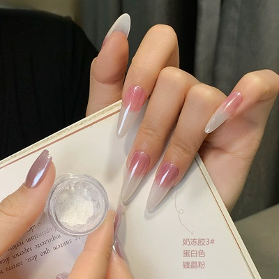 Dırnaq bəzəkləri Transparent Crystal-Plated Powder Nail Art