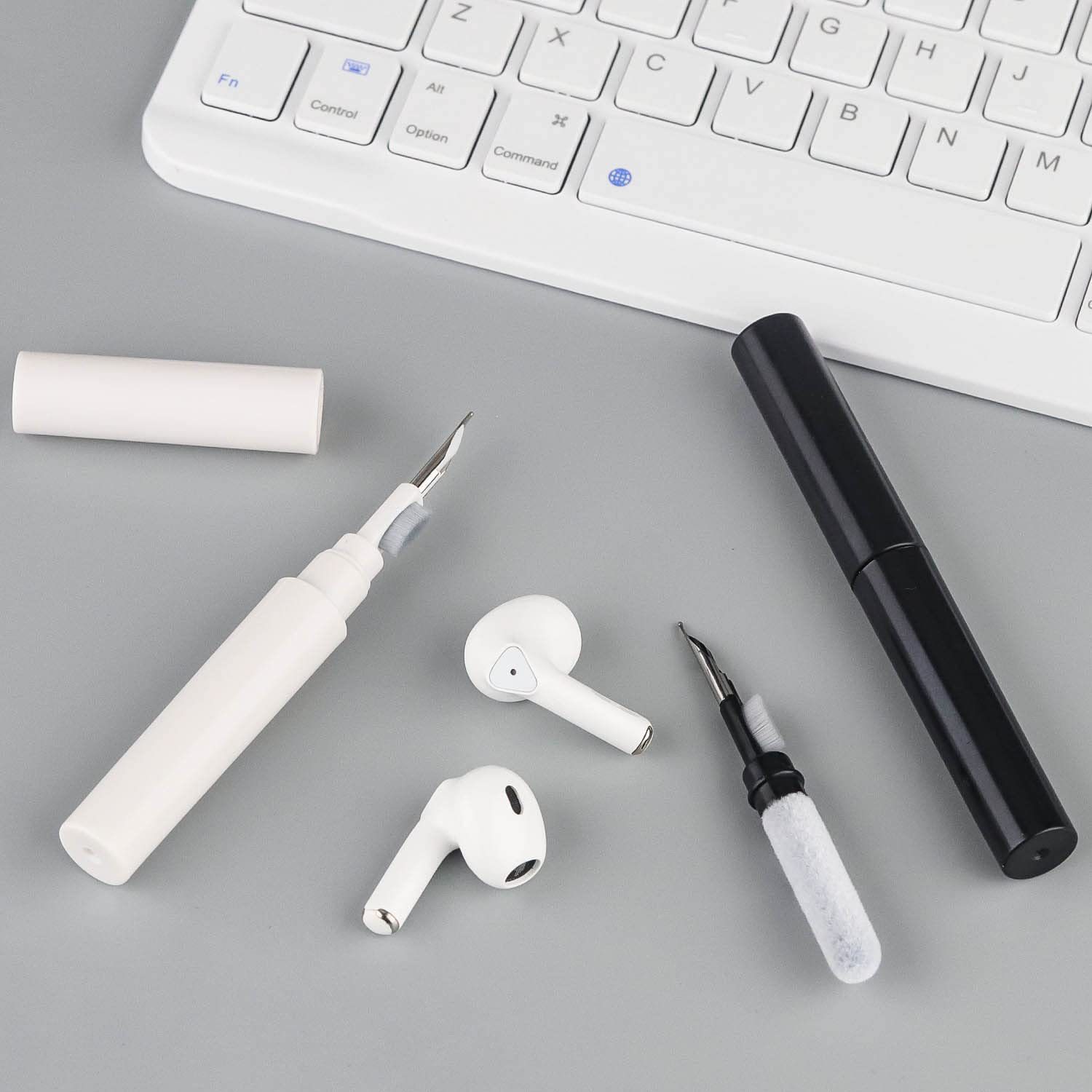 Cross-Border Multifunctional Three-In-One Bluetooth Headset Cleaning Pen Keyboard Camera Mobile Phone Dust Removal Pen Digital Accessories Cotton Brush