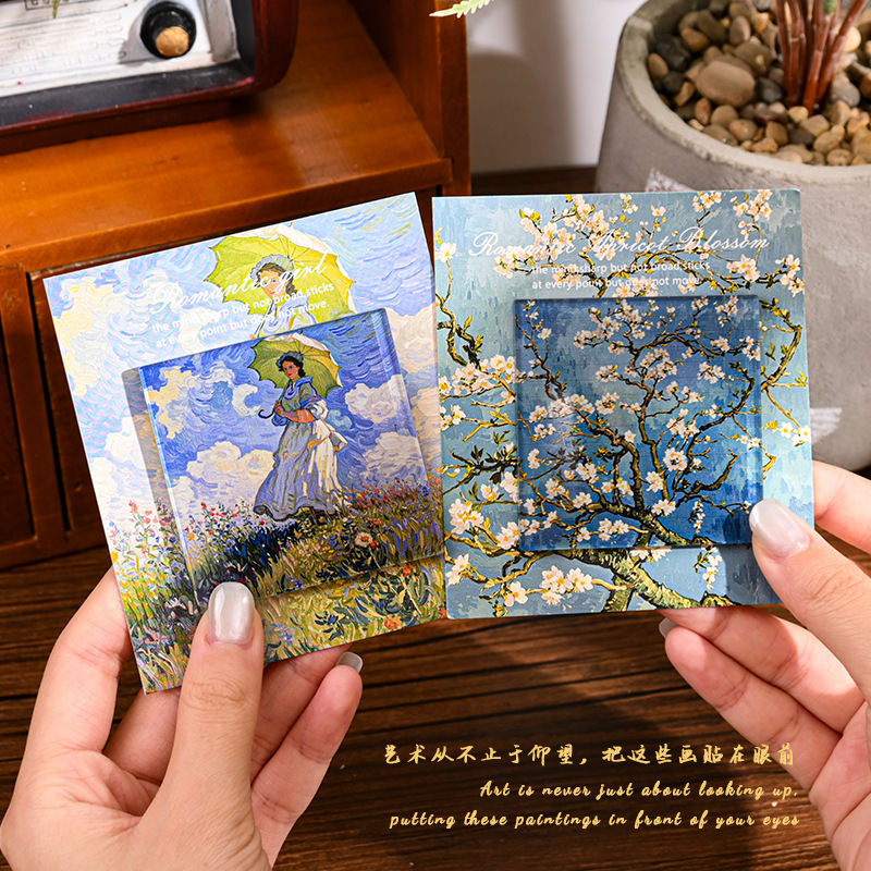 クリエイティブ油絵ゴッホ星月夜日の出印象北欧インアートマグネット装飾世界有名な絵画冷蔵庫マグネット|undefined