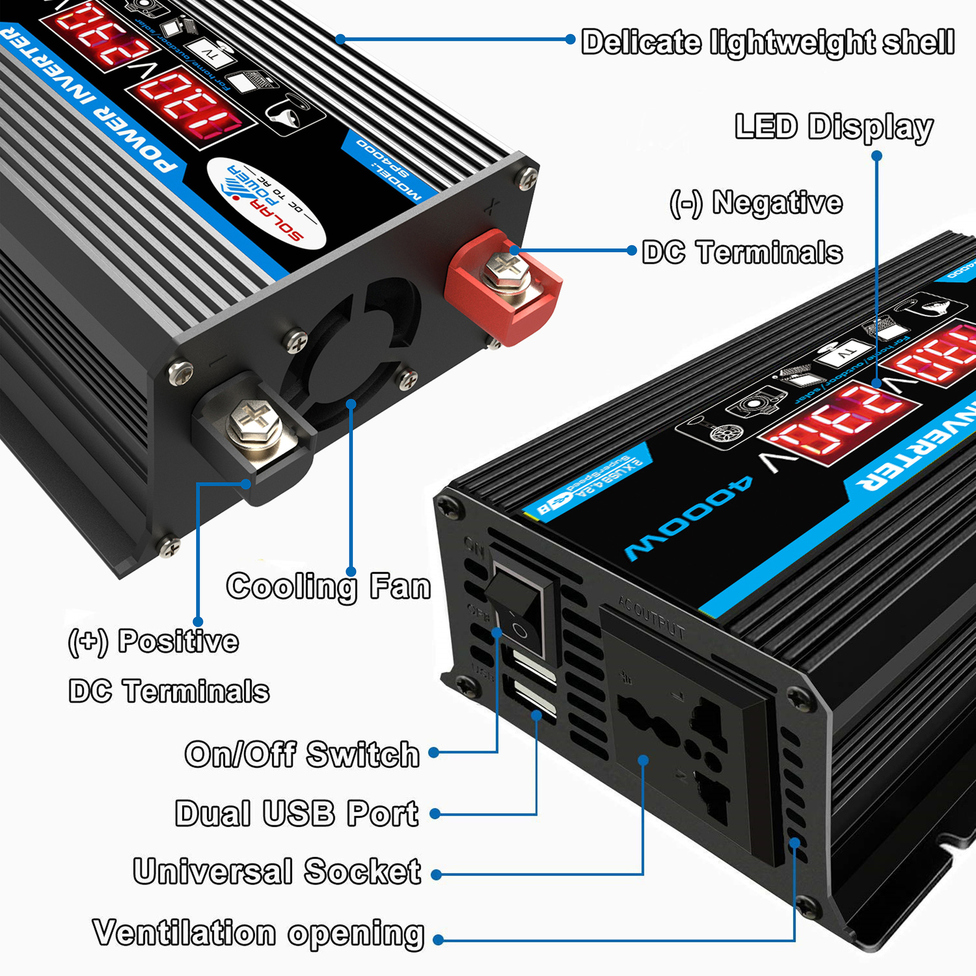 廠家直銷(xiāo)跨境車(chē)載逆變器DC12V轉(zhuǎn)AC220V 110V 300W power inverter