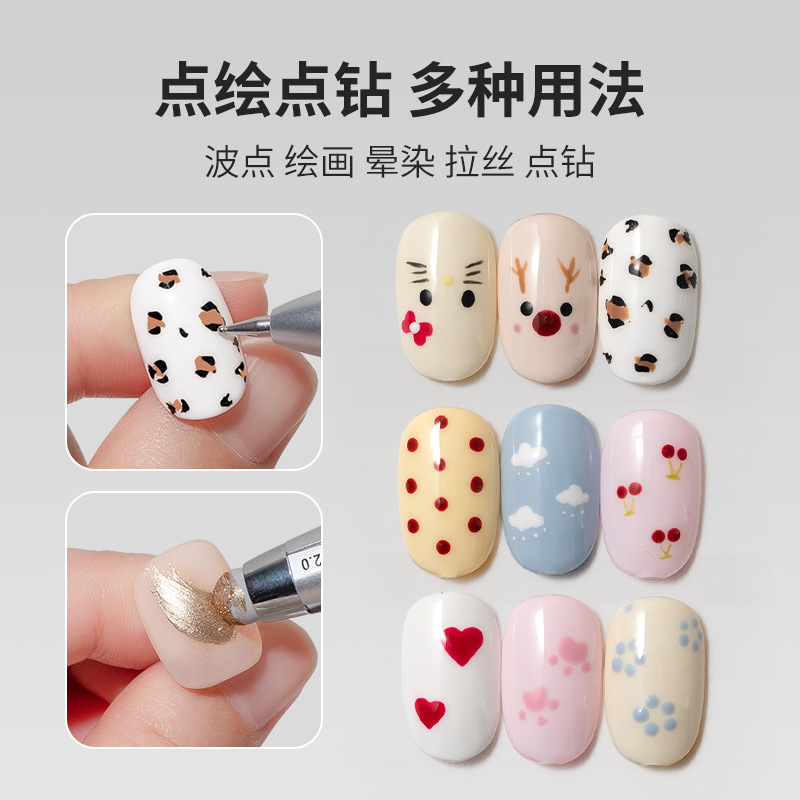 Cuatro en uno bolígrafo de presión multifuncional bolígrafo de punto de onda bolígrafo de punto de perforación de uñas herramienta de flores de punto de uñas bolígrafo especial para manicuras