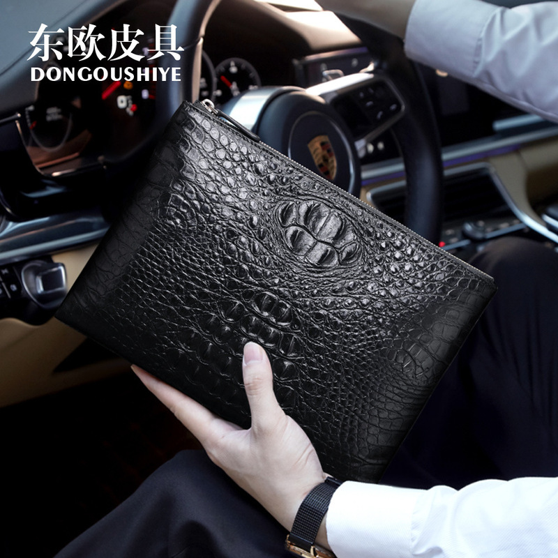 2026 Hot-Selling Crocodile Bone Leather Envelope Bag Small Size Men's Clutch Bag Genuine Leather Business Travel Office Men's Handbag