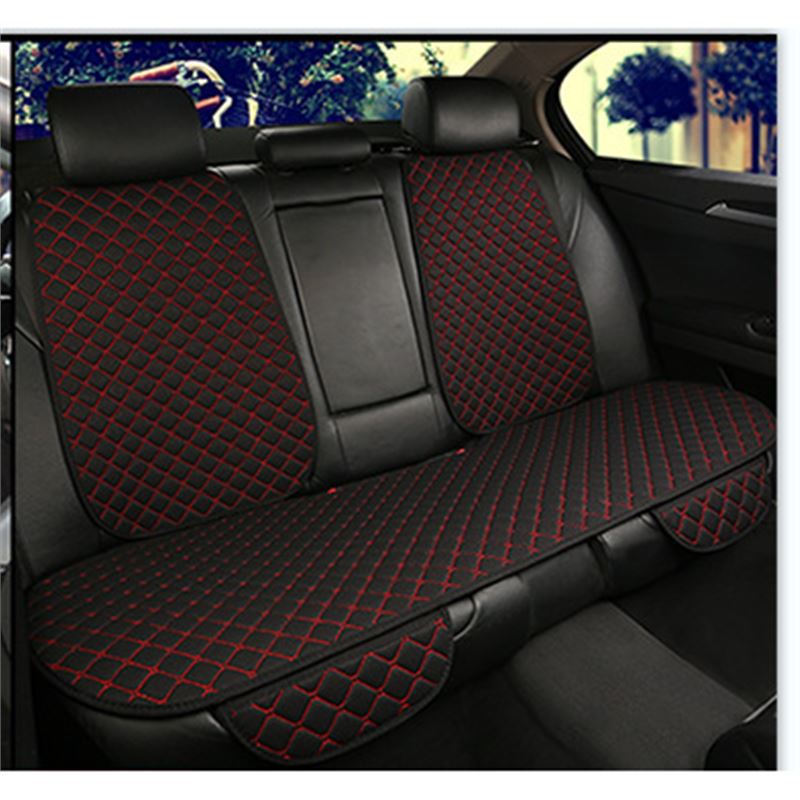 Seat cushion, seat cover: Universal Cushion Four - square-linen-black-red-with-rear-row-back-standard