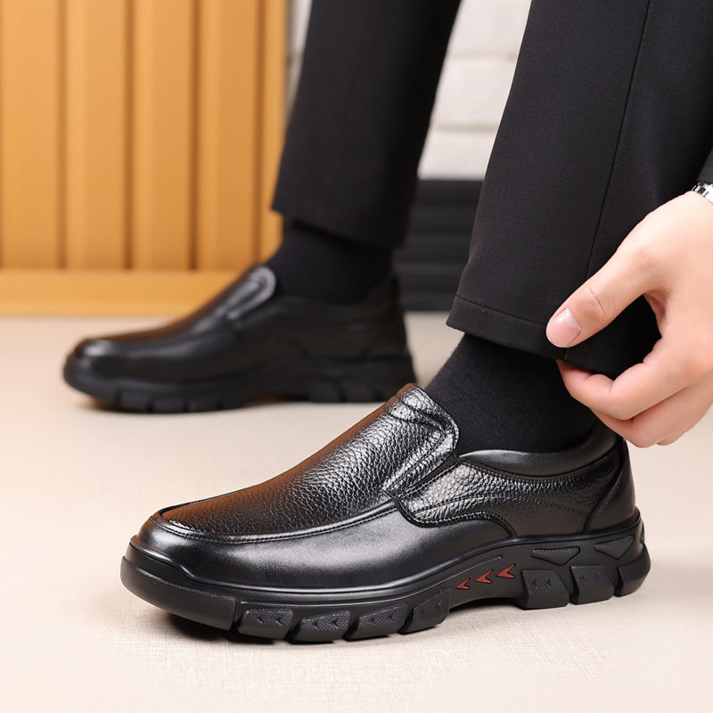 Giày da lười nam kiểu công sở mũi tròn gót thấp 1-3 cm, nhẹ thoáng khí chống trượt — PZ3335 Màu nâu, PZ3335 màu đen