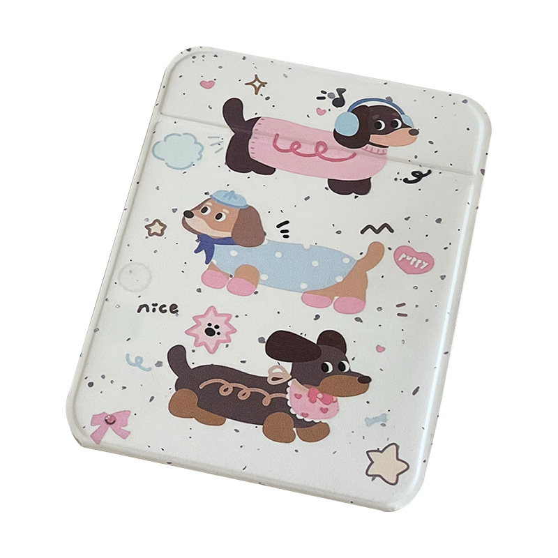 Lindo espejo de maquillaje de perro salchicha de escritorio espejo plegable espejo de tocador de dormitorio de estudiantes espejo de maquillaje de oficina