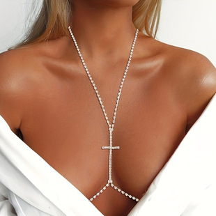 Cross-border chain sexy body sling rhinestone chest chain accessories party daily