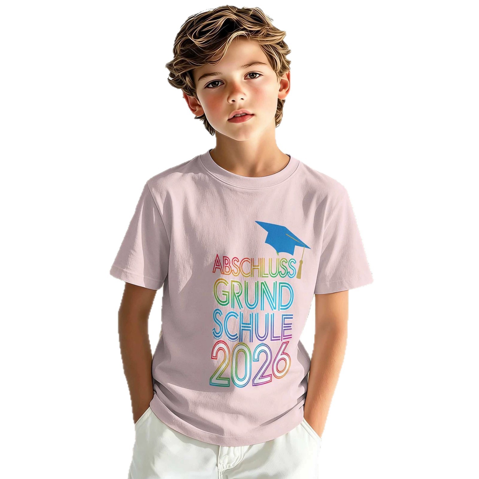 T-shirt court pour garçon avec impression texte 3D, haut d'été rose décontracté à col rond pour enfants plus âgés,_voghion.com