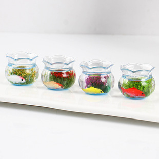 Mini Artificial Koi Water Grass Fish Tank Model Fish Tank Keychain School Bag Pendant Desk Decoration Ornaments Props