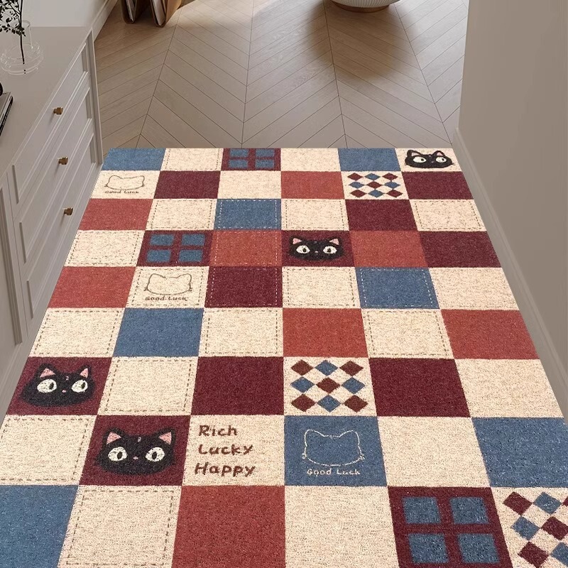 Vintage Plaid Entrance Door Mat with Silk Loop, High-End Door Mat for Entryway, Dirt-Scraping Mat for Outside Door Vintage Plaid Entrance Door Mat with Silk Loop, High-End Door Mat for Entryway, Dirt-Scraping Mat for Outside Door