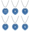 Blue necklace, Christmas zodiac signs stainless steel engraved, European style, Birthday gift