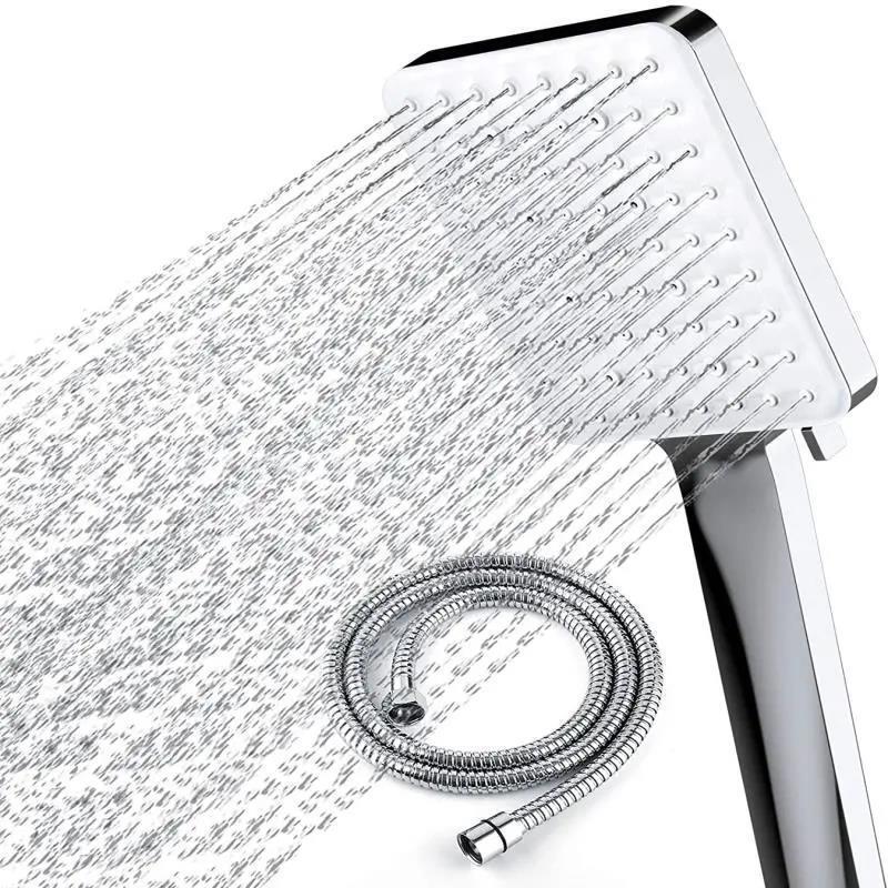 Cross-Border Handheld Shower Head Square 6-Function Switchable Shower Set with Pressure-Boosting Knob European and American Style Showerhead Cross-Border Handheld Shower Head Square 6-Function Switchable Shower Set with Pressure-Boosting Knob European and American Style Showerhead