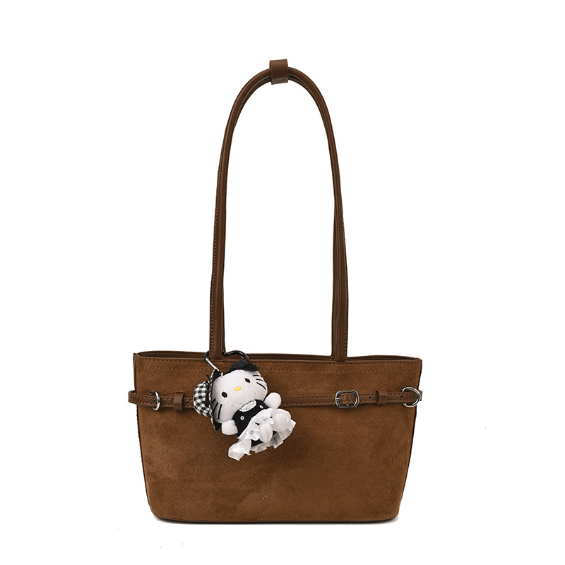 Otoño y invierno retro gamuz de hombro bolso de brazo para mujeres de viaje versátil bolso de mano simple 2025 nuevo bolso