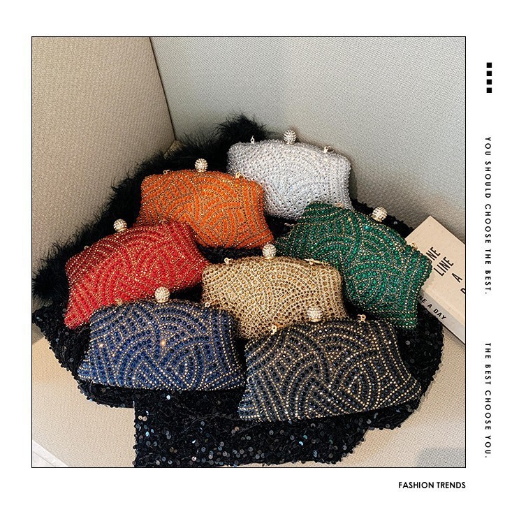 Bolsa de cena de moda transfronteriza de dama brillante diamante de alto nivel bolso de fiesta de lujo ligero bolso de mano elegante