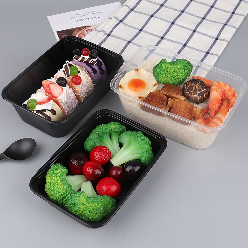 一次性餐盒加厚500長方形650透明快餐外賣打包1000ml帶蓋塑料飯盒