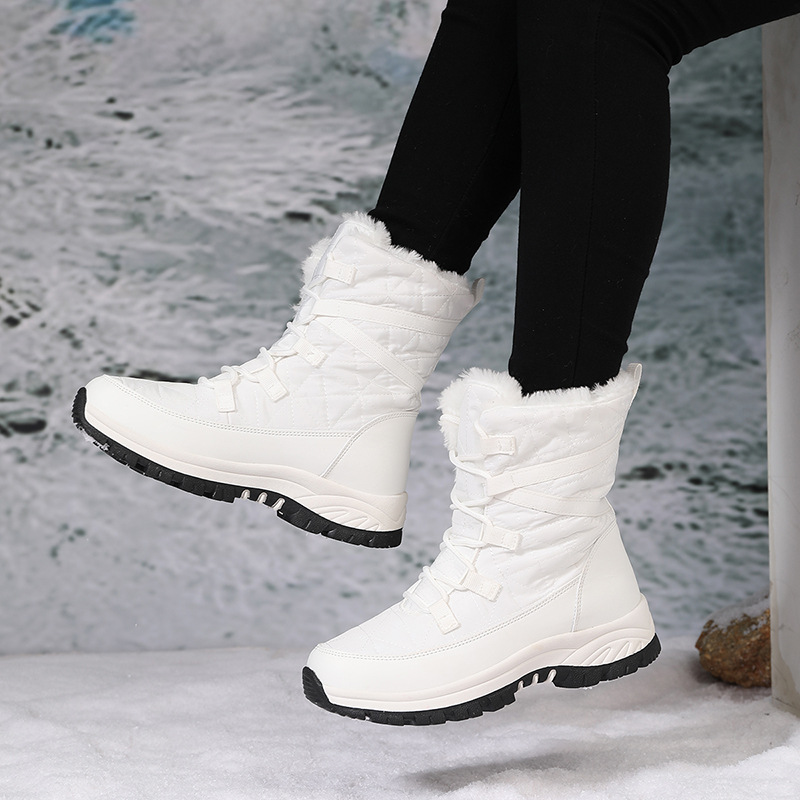 Botas de Nieve de Caña Media para Mujer, Cuero Sintético, Térmicas e Impermeables para Nieve