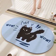 卡通可爱小猫硅藻泥地垫卫生间防滑速干脚垫浴室吸水地垫入户门垫