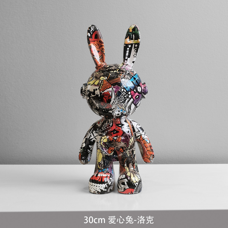 ライト高級装飾品、手作りウサギの装飾品、暴力的なクマ、リビングルームのワインキャビネット、赤ワインラック、バーホテルの装飾|undefined