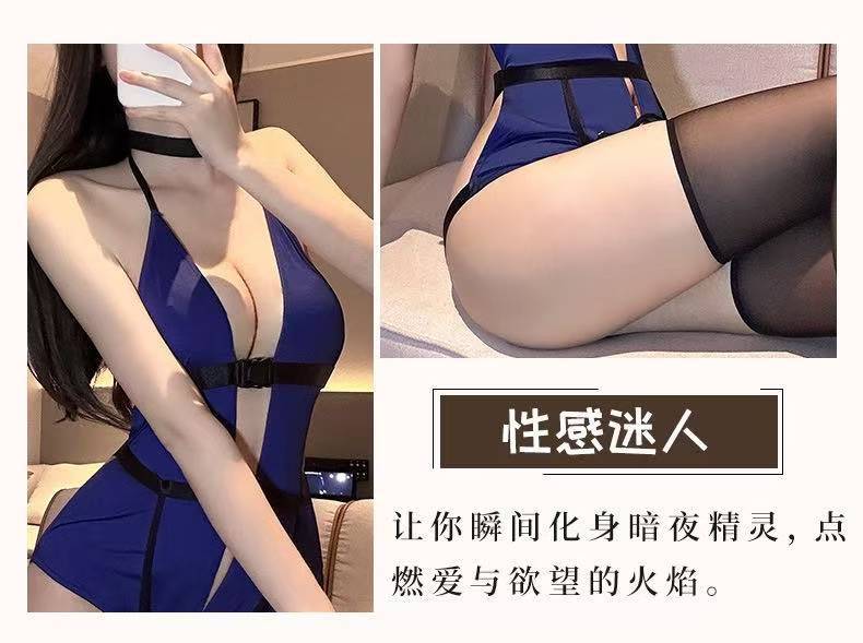 Sexy Stewardess Secretary Roleplay Lingerie Set with Bunny Ears and Stockings — detail image 7