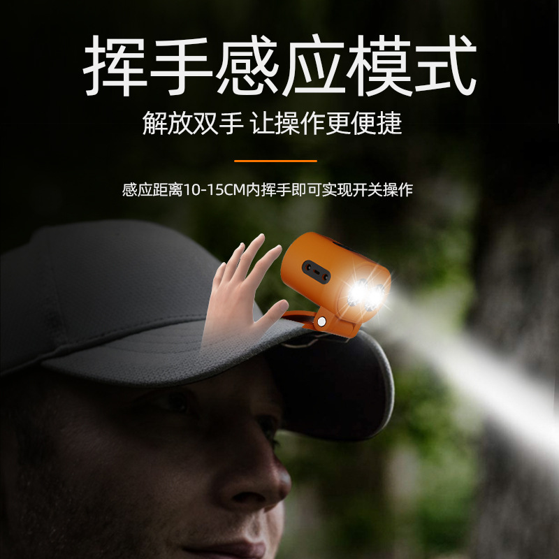 Transfronterizo nuevo faro al aire libre larga resistencia impermeable cabeza-montado lámpara de iluminación de inducción multifuncional imán luz de trabajo