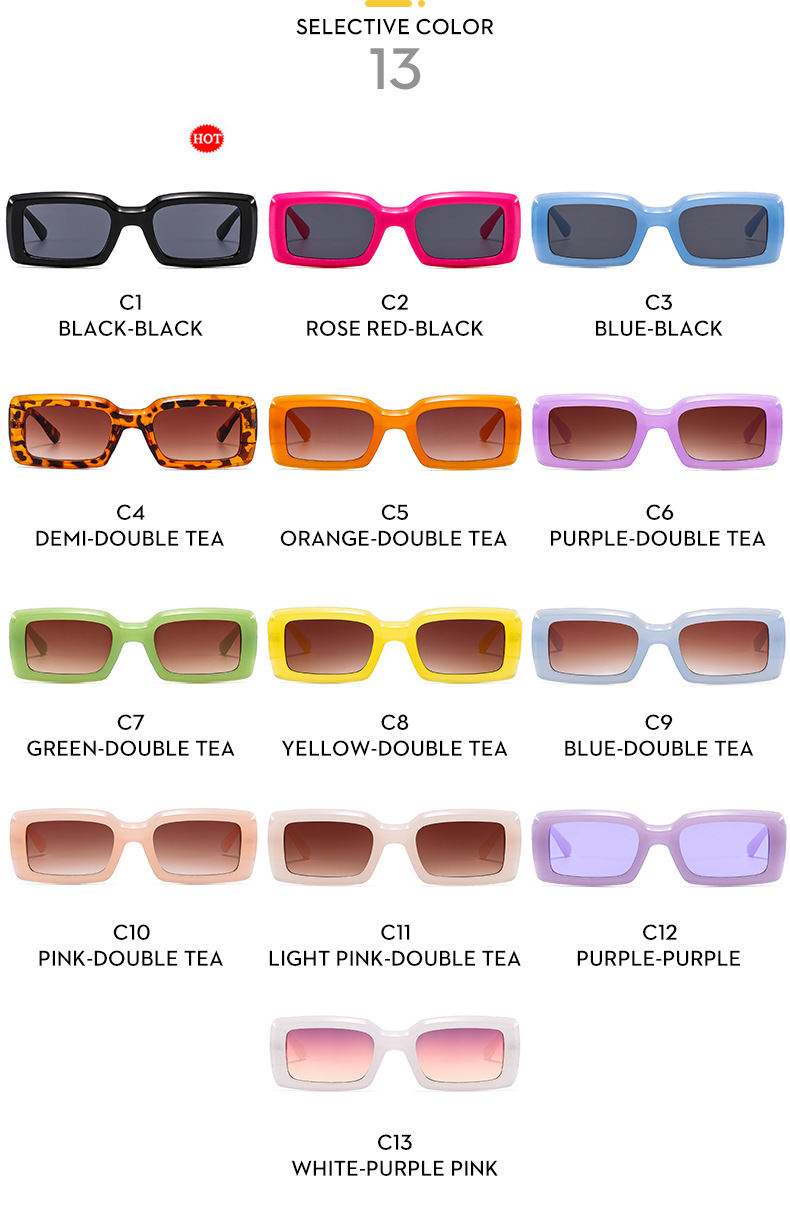 Retro Solid Color Ac Square Full Frame Women's Sunglasses display picture 5