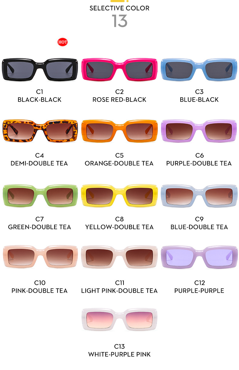Solid Color Pattern Retro Solid Color Ac UV400 Protection Square Full Frame Women's Sunglasses