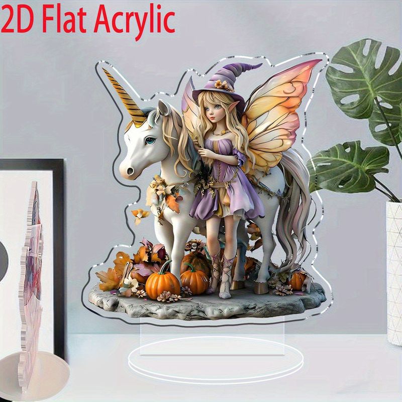 跨境新品独角兽白马和仙子2D亚克力平面立牌家居桌面装饰礼物摆件|undefined