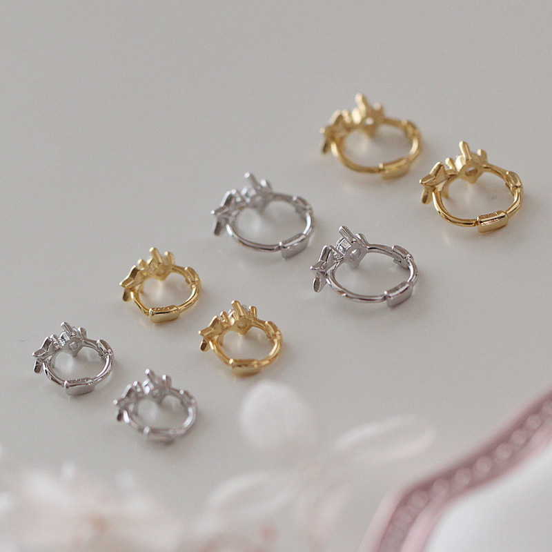 S Pure Silver Mini Zircon Pentagram Nails, Star Water Diamond Earrings, Women's Compact Earbone Rings, Elegant Earrings_voghion.com