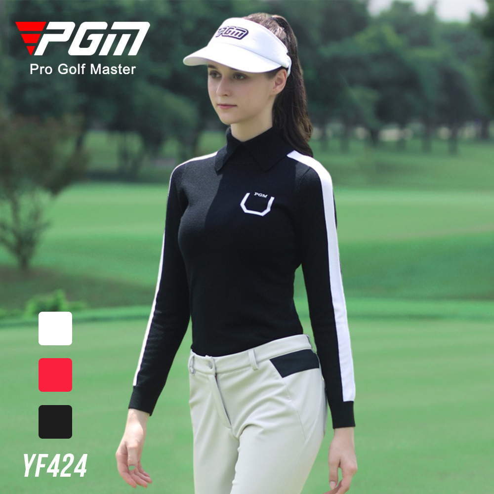 Áo len nữ dài tay PGM chơi golf thu đông chống lạnh — YF424-Đen, YF424-màu đỏ, YF424-màu trắng