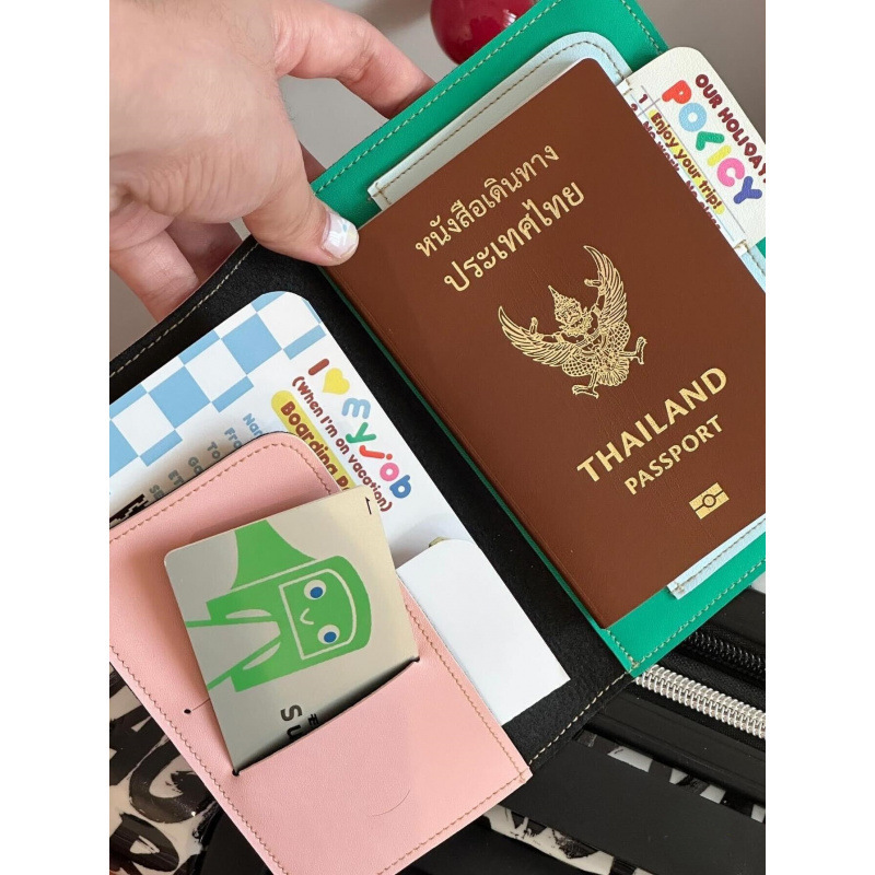 护照夹多功能拼色旅行卡包简约便携机票身份出国收纳包