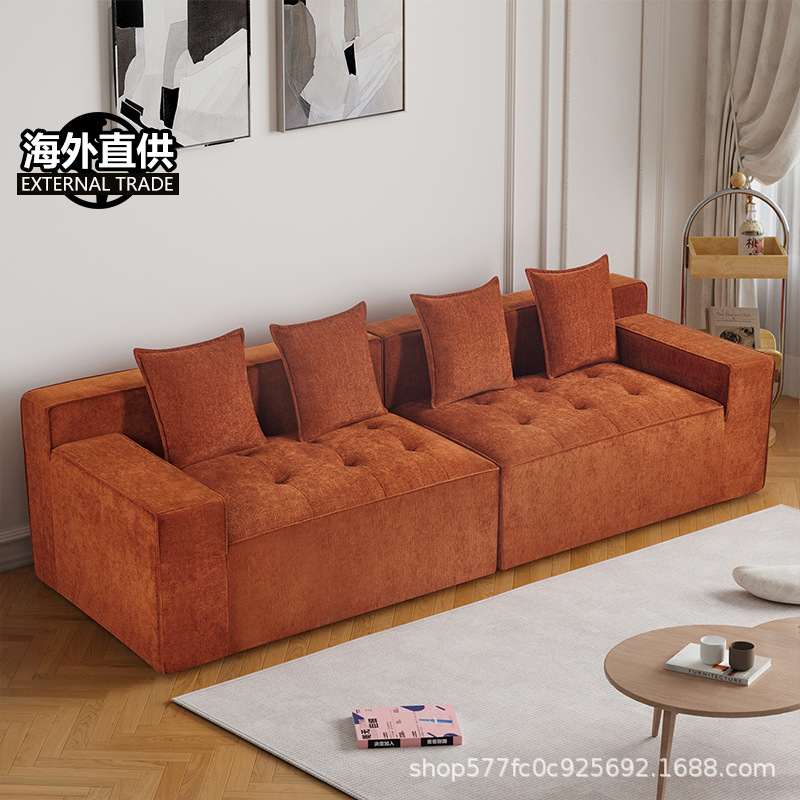 Sofá de bloque de tofu de compresión transfronteriza simple y moderno sofá de tela de fila recta de casa pequeña