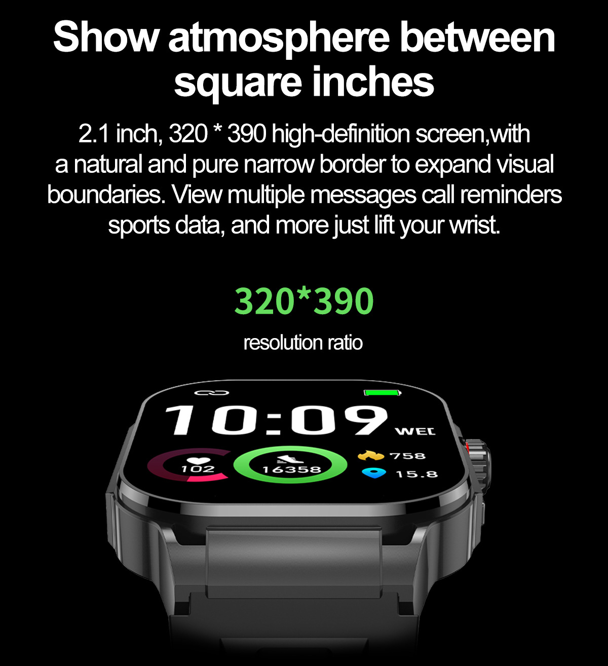 Reloj inteligente G40 de 2,1 pulgadas con pantalla cuadrada Bluetooth para exteriores_voghion.com