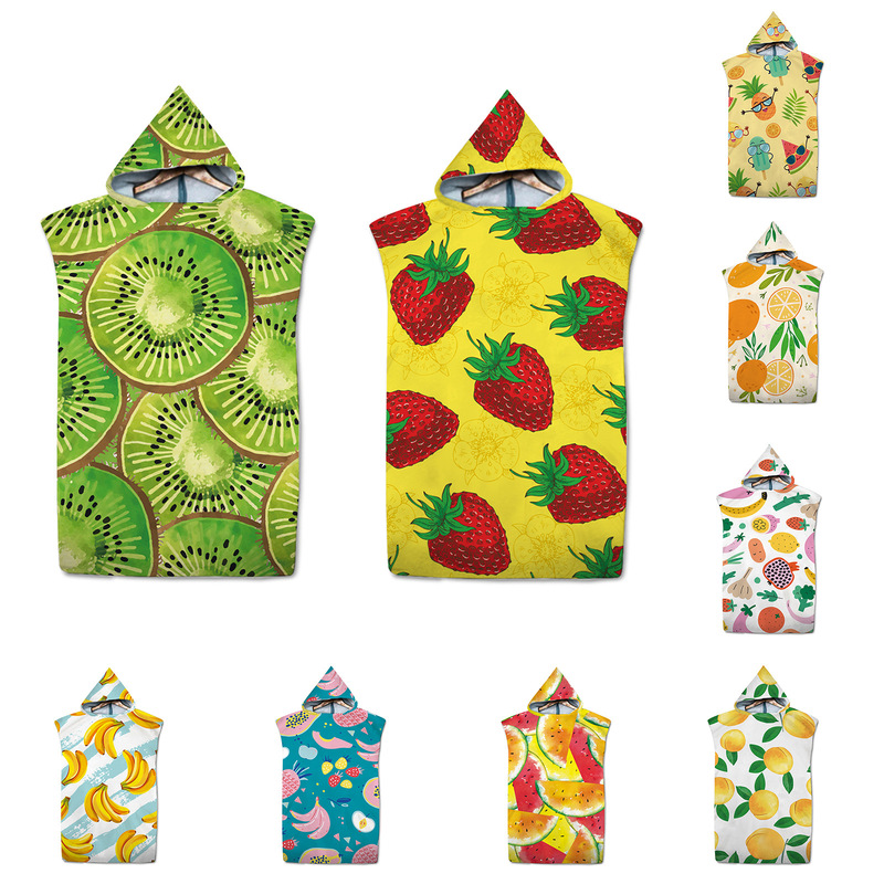 Factory Direct supply hooded wear bath towel beach towel cloak seaside changing towel printing hooded bath towel microfiber