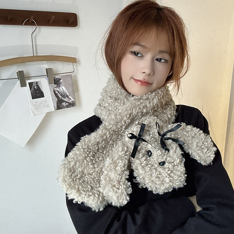 Lazy Holiday~Shop/Teddy Hairy Cartoon Cute Gloves Hat Scarf 3-Piece Set for Autumn and Winter Warmth_voghion.com