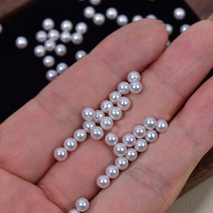 Zhuji 3-4m colorful round small bulb akayo pearl diy natural pearl loose beads with holes loose beads wholesale