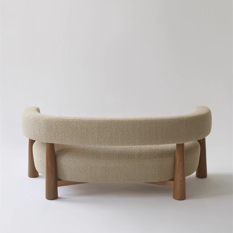 Sala de estar simple, terciopelo de cordero, sofá de casa de familia retro, tienda de ropa, diseñador curvo, sofá de ocio para sala de estar