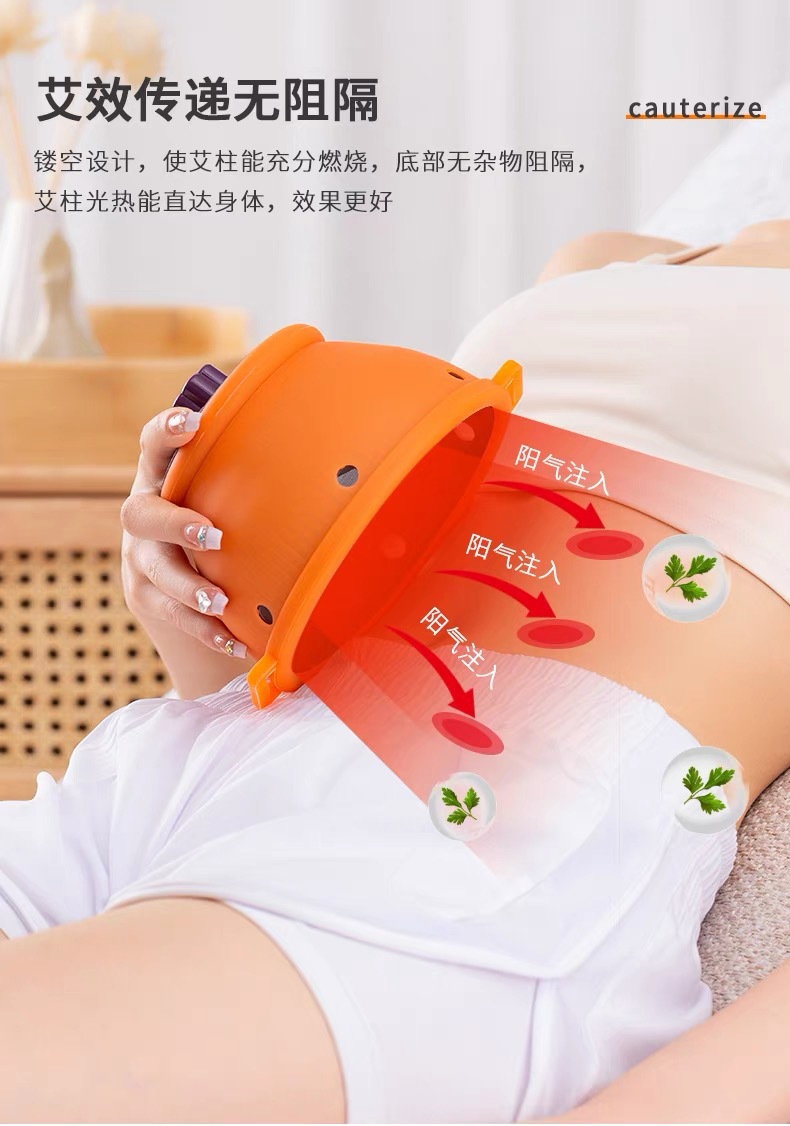 Moxa Box Moxibustion Kit Ai Jiu 艾灸 with 5 Moxa Sticks and 2 Moxa Rolls for Abdomen Waist Chest Home and Spa Use in use