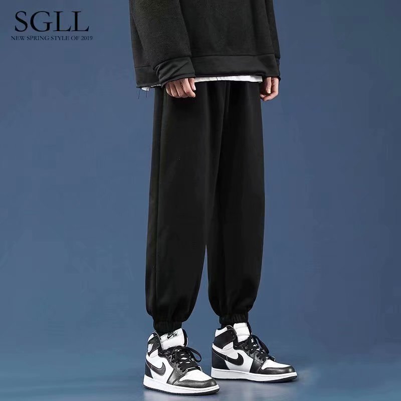 Men's Pants Spring and Summer Trendy All-match Casual Solid Color New Sports Pants Loose Leg-toe Sweatpants Men's Working Pants